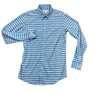Mizzen +‎ Main Large Blue Plaid Trim Tall Long Sleeve Mens Button Down